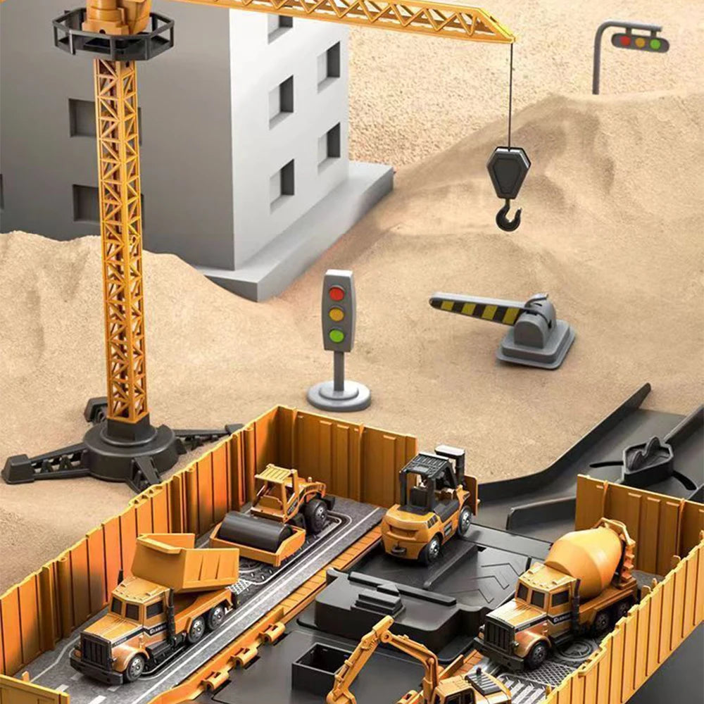 Kids Alloy Construction Vehicle Set – Truck, Crane, Excavator & Forklift – Fun Playset for Boys Ages 3-6