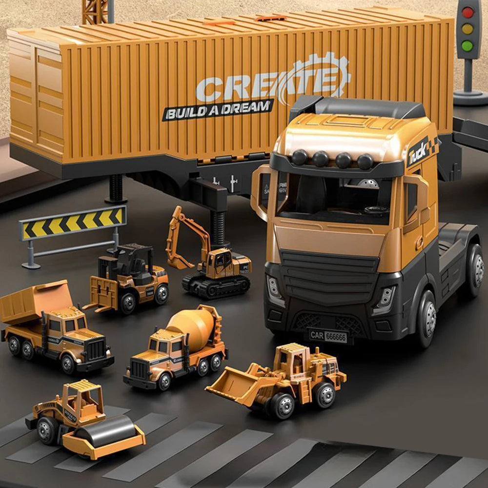 Kids Alloy Construction Vehicle Set – Truck, Crane, Excavator & Forklift – Fun Playset for Boys Ages 3-6