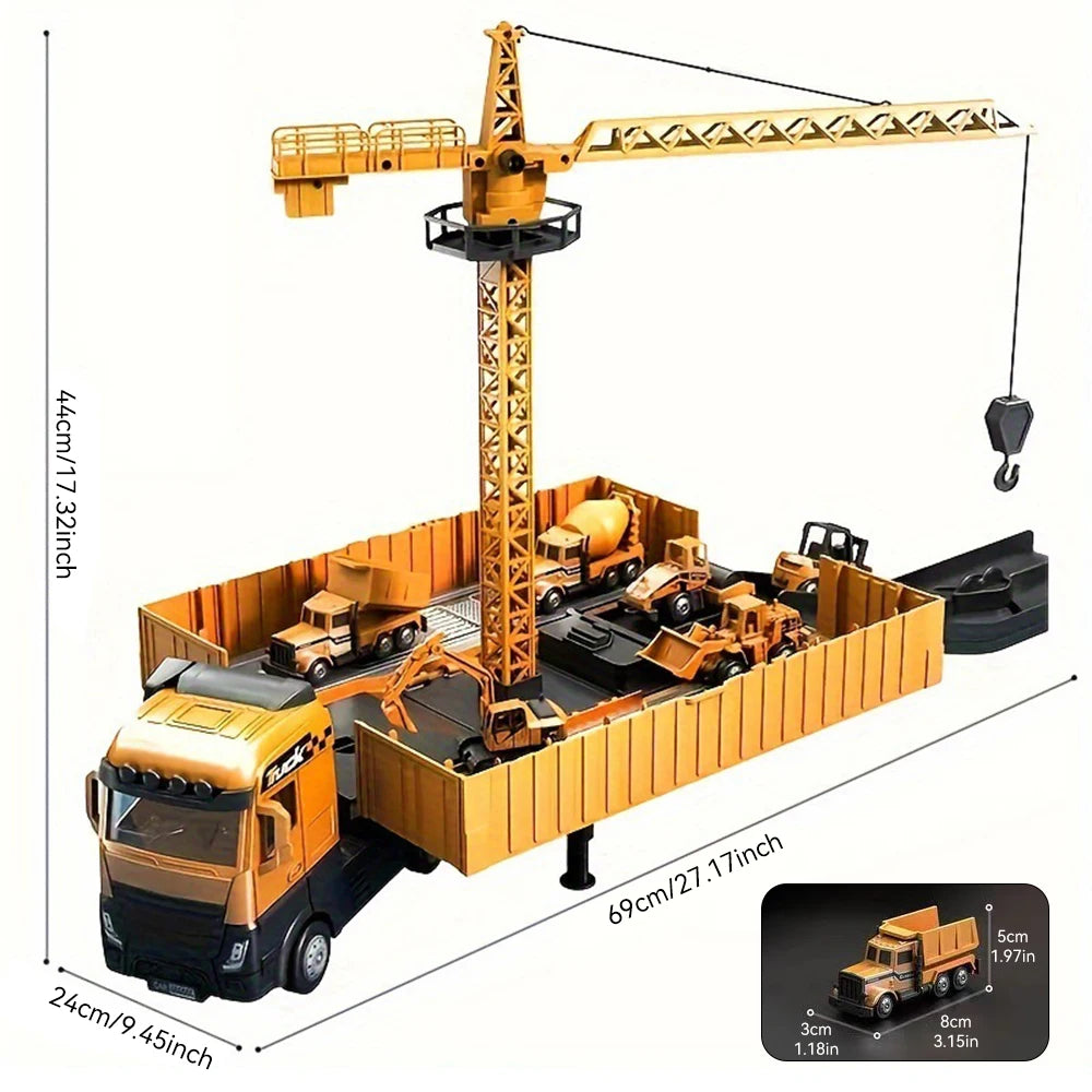 Kids Alloy Construction Vehicle Set – Truck, Crane, Excavator & Forklift – Fun Playset for Boys Ages 3-6