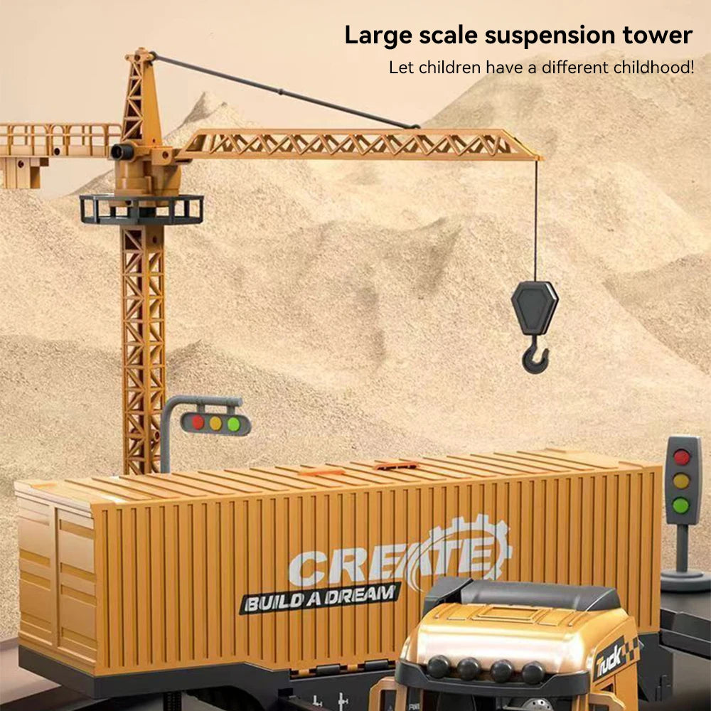 Kids Alloy Construction Vehicle Set – Truck, Crane, Excavator & Forklift – Fun Playset for Boys Ages 3-6