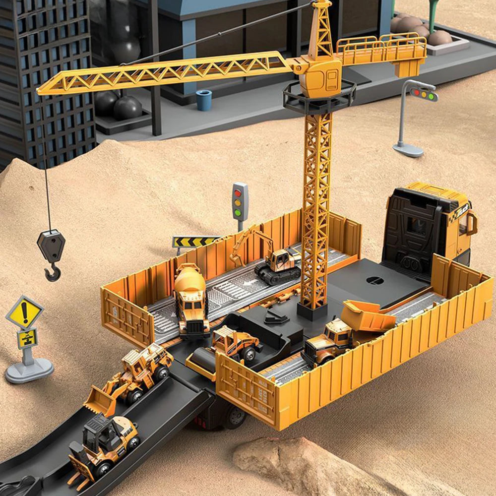 Kids Alloy Construction Vehicle Set – Truck, Crane, Excavator & Forklift – Fun Playset for Boys Ages 3-6