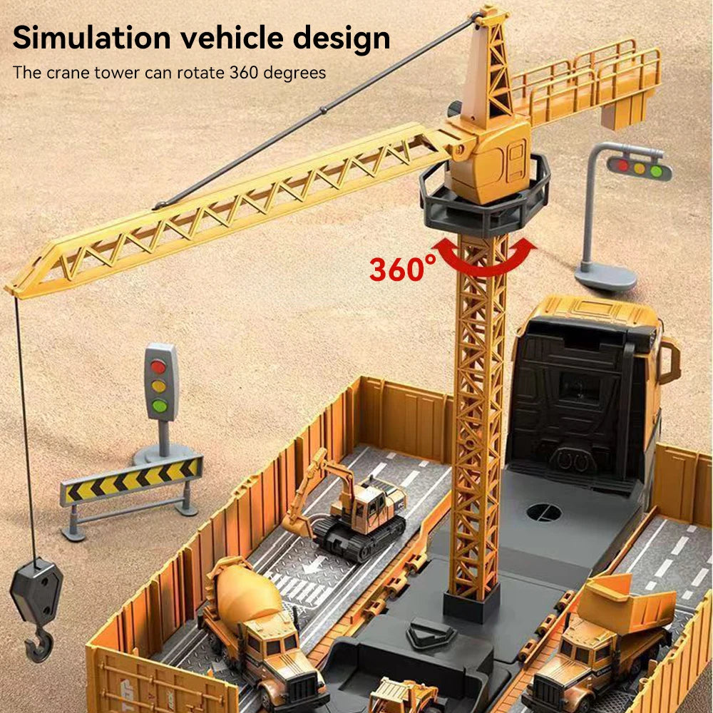 Kids Alloy Construction Vehicle Set – Truck, Crane, Excavator & Forklift – Fun Playset for Boys Ages 3-6