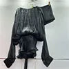 High Quality Silk Loose Long Sleeve Two Piece With Shorts
