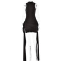 Suillty Women’s Clubwear Sleeveless High-Neck Bodycon Mini Dress with Bandage & Ruched Design