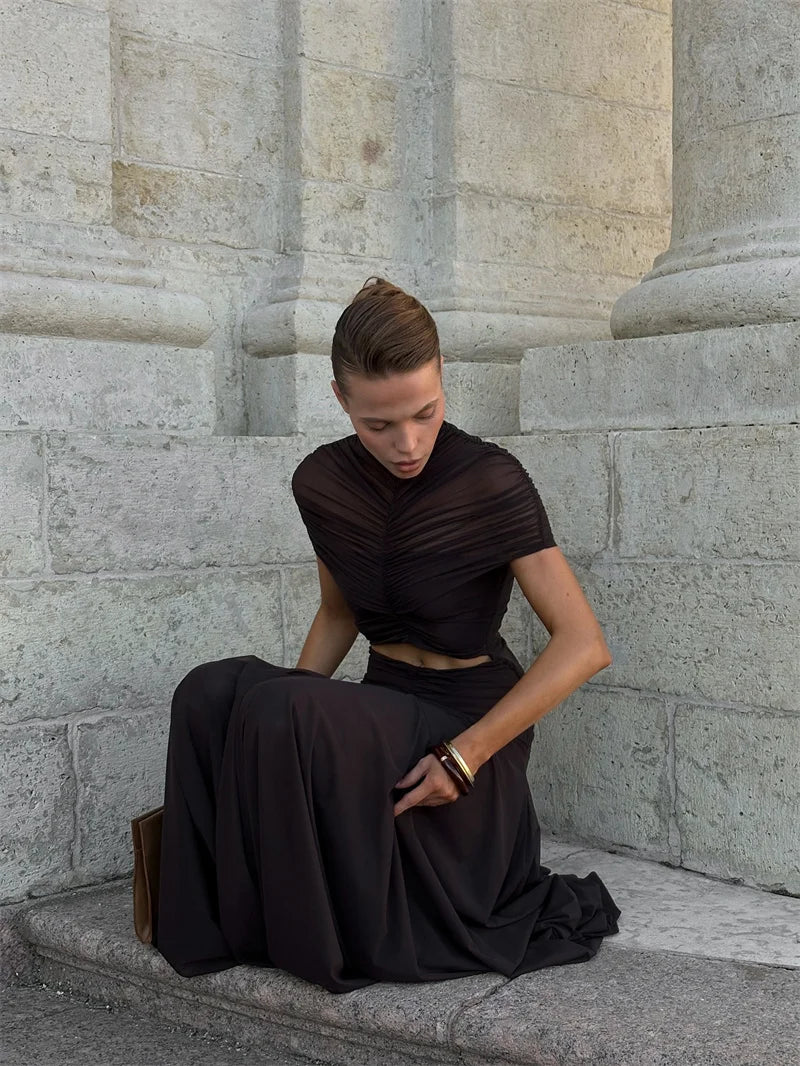 Women’s Fashion Bodycon Maxi Dress with High Waist & Hollow Detailing
