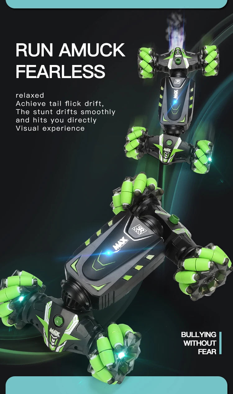 4WD Stunt Remote Control Car with LED Lights, Gesture Sensing, Deformable Twisting & Climbing Features – Electronic Toy for Kids