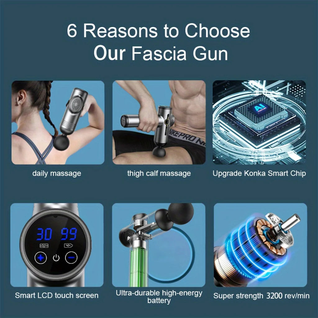 Elite 99-Level Percussion Massage Gun for Deep Muscle Therapy, Quiet Electric Body Massager for Fast Recovery and Pain Relief