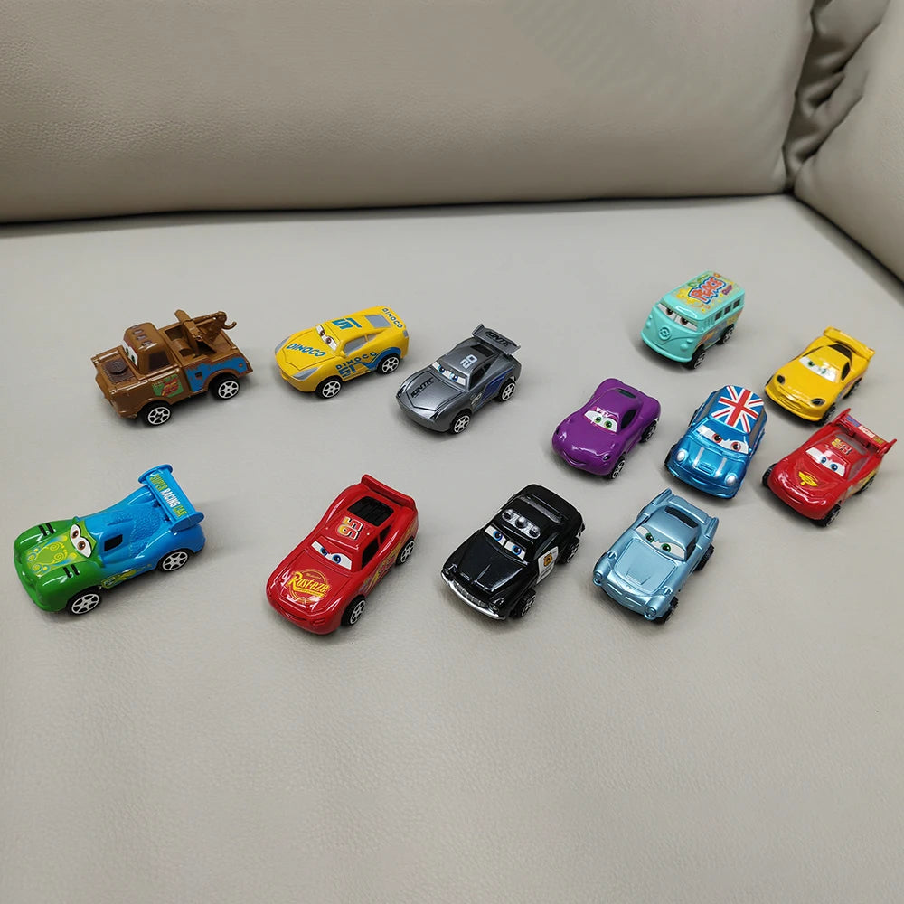12-Piece Pixar Cars Toy Set – Lightning McQueen, Jackson Storm & Mater Pull-Back Cars for Kids’ Birthday