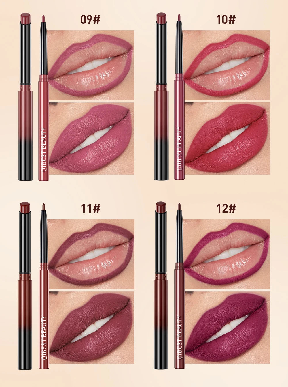 Lipstick Lipliner Pen Set Matte Velvet Lip Liner Pencil