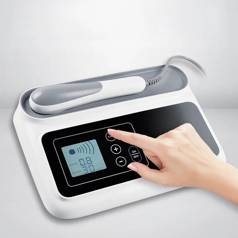 Drug-free ultrasound therapy machine designed to relieve muscle soreness and joint discomfort with digital LCD screen ⚡🧠