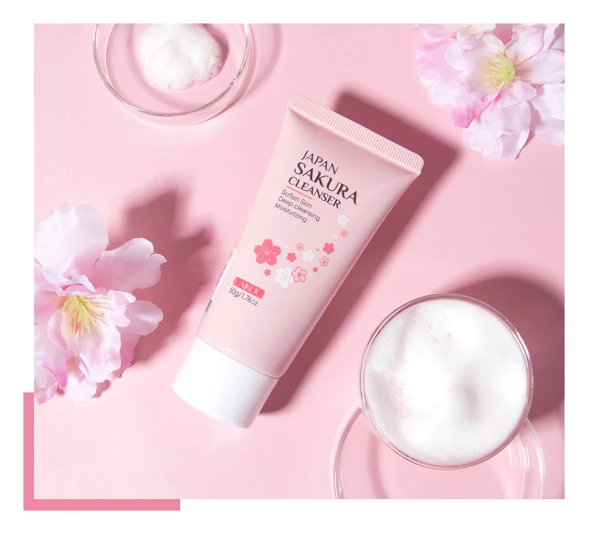 LAIKOU Sakura Cleanser Gentle Deep Cleaning Oil Control Moisturizing Shrink Pores Face Skin Care.