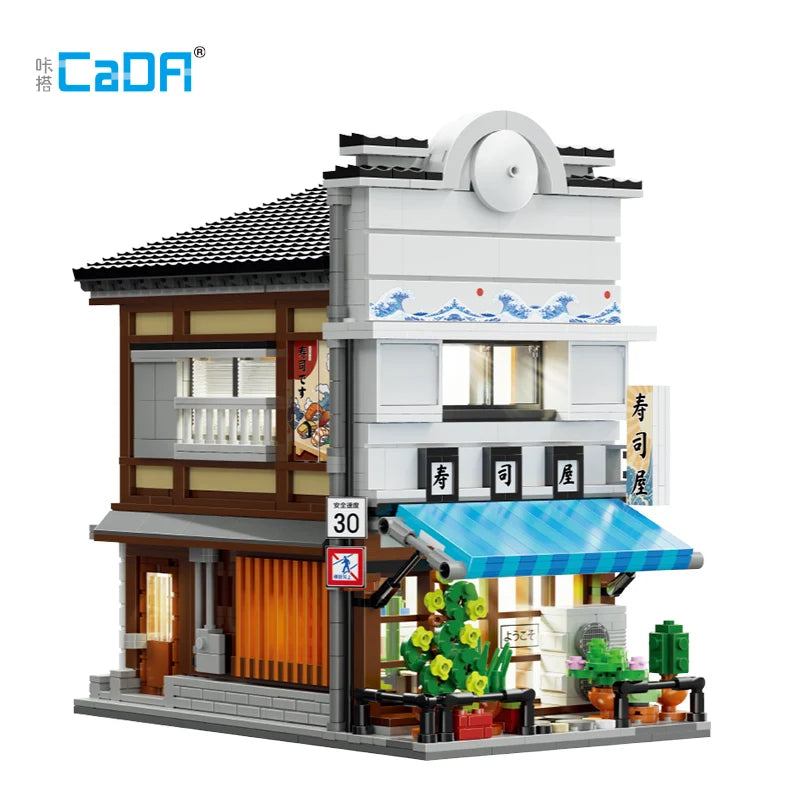 Cada LED Japanese Street View Building Blocks – Steamed Bun House & Summer Café Set