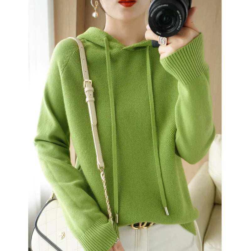 New Hooded Sweatshirt Bottoming with Knitted Sweater Casual Hooded Pullovers