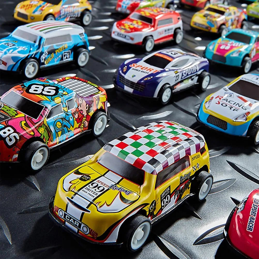 Alloy Pull-Back Racing Cars 10/20/30 – Colorful Inertia Vehicles with Storage Box for Kids