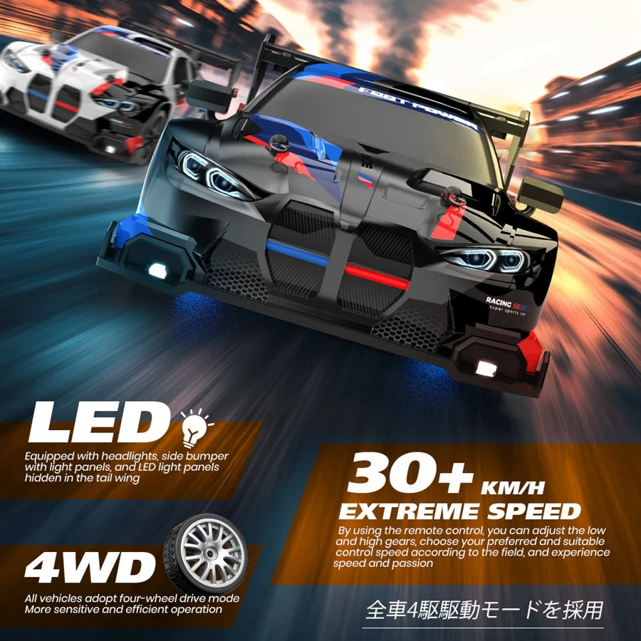 4WD RC Drift Car – High-Speed Remote Control Racing Vehicle with LED Lights and 2.4GHz Controller for Kids
