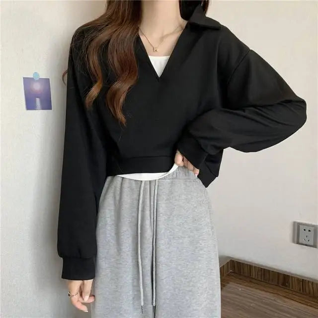 Sweatshirt For Women Cropped Matching Cheap Aesthetic Kpop Cotton