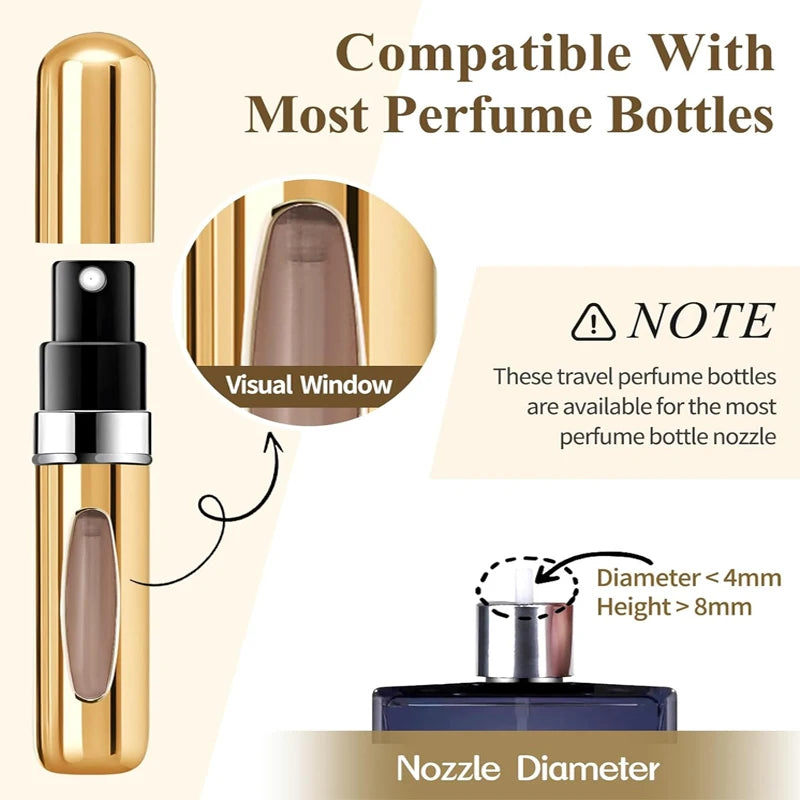Perfume Atomizer Portable Liquid Container for Cosmetics Traveling Mini  Aluminium Spray Empty Refillable Bottle