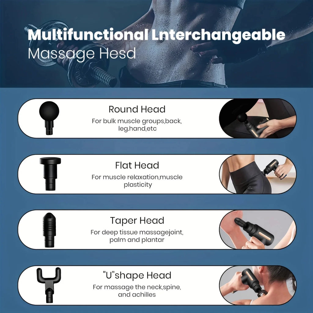 10/30-Speed Precision Massage Gun for Deep Muscle Relief, Advanced Fascia Therapy, Ultra-Quiet Electric Body and Neck Massager for Men and Women