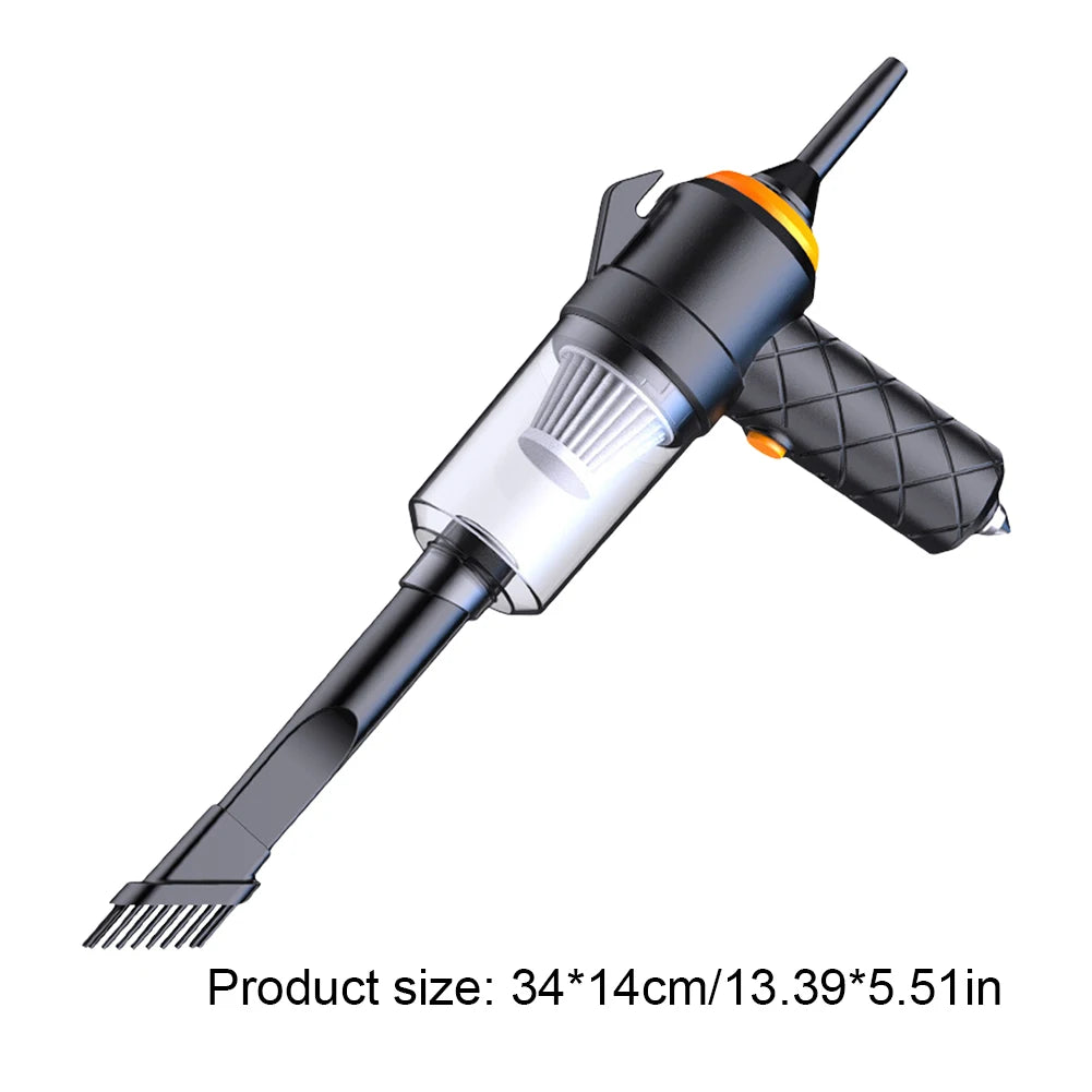 Rechargeable 6-in-1 Car Vacuum Cleaner with Type-C Charging, Powerful Suction & Air Blower for Car, Home and Office Cleaning