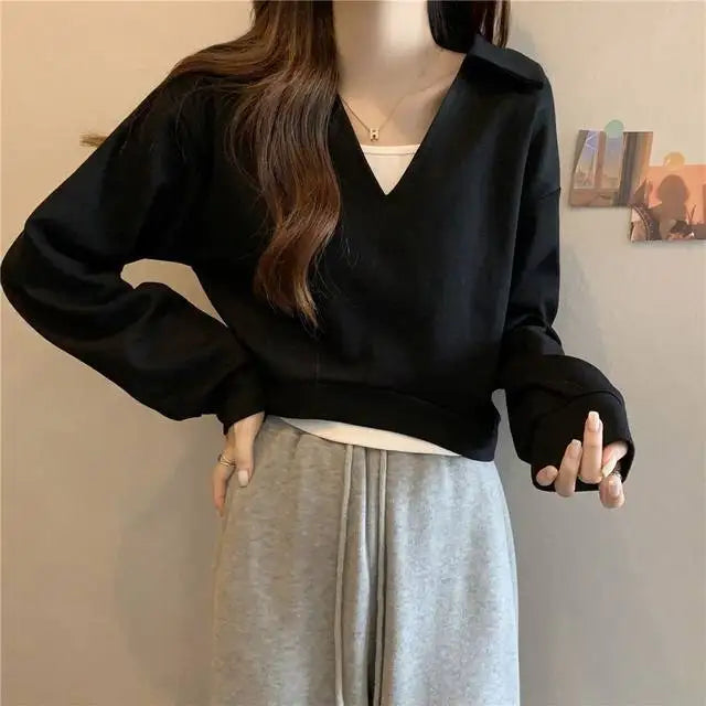 Sweatshirt For Women Cropped Matching Cheap Aesthetic Kpop Cotton
