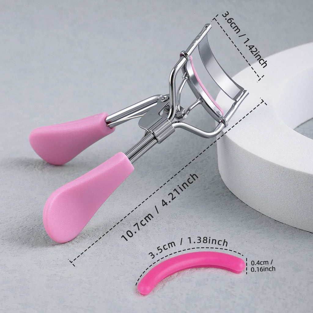 Portable Eyelash Curler with 15 Silicone Pads and Stainless Steel Eyelash Curler