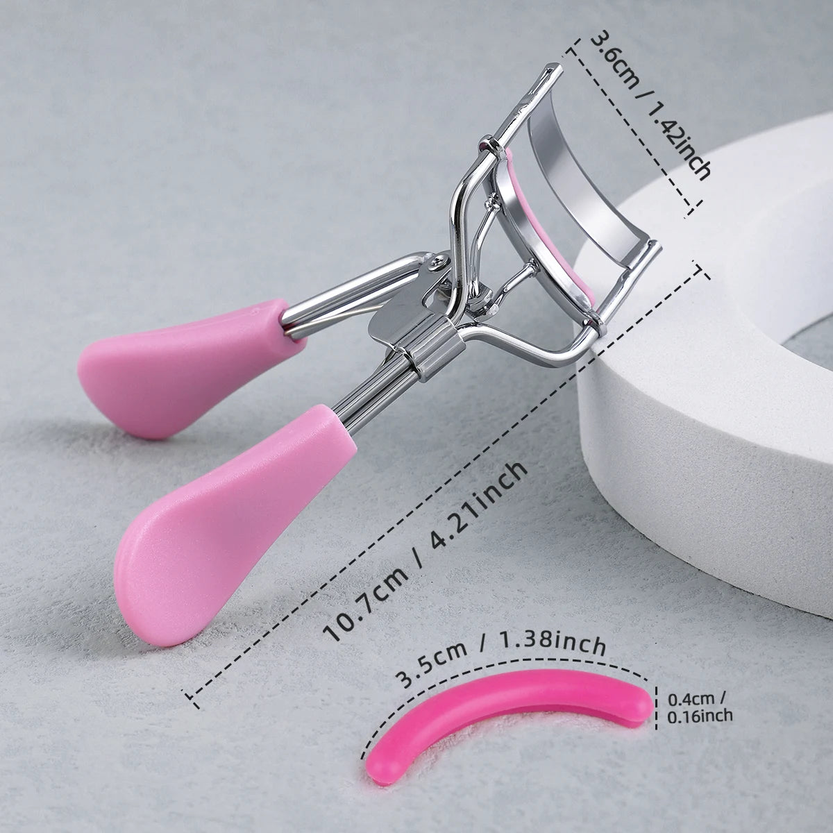 Portable Eyelash Curler with 15 Silicone Pads and Stainless Steel Eyelash Curler