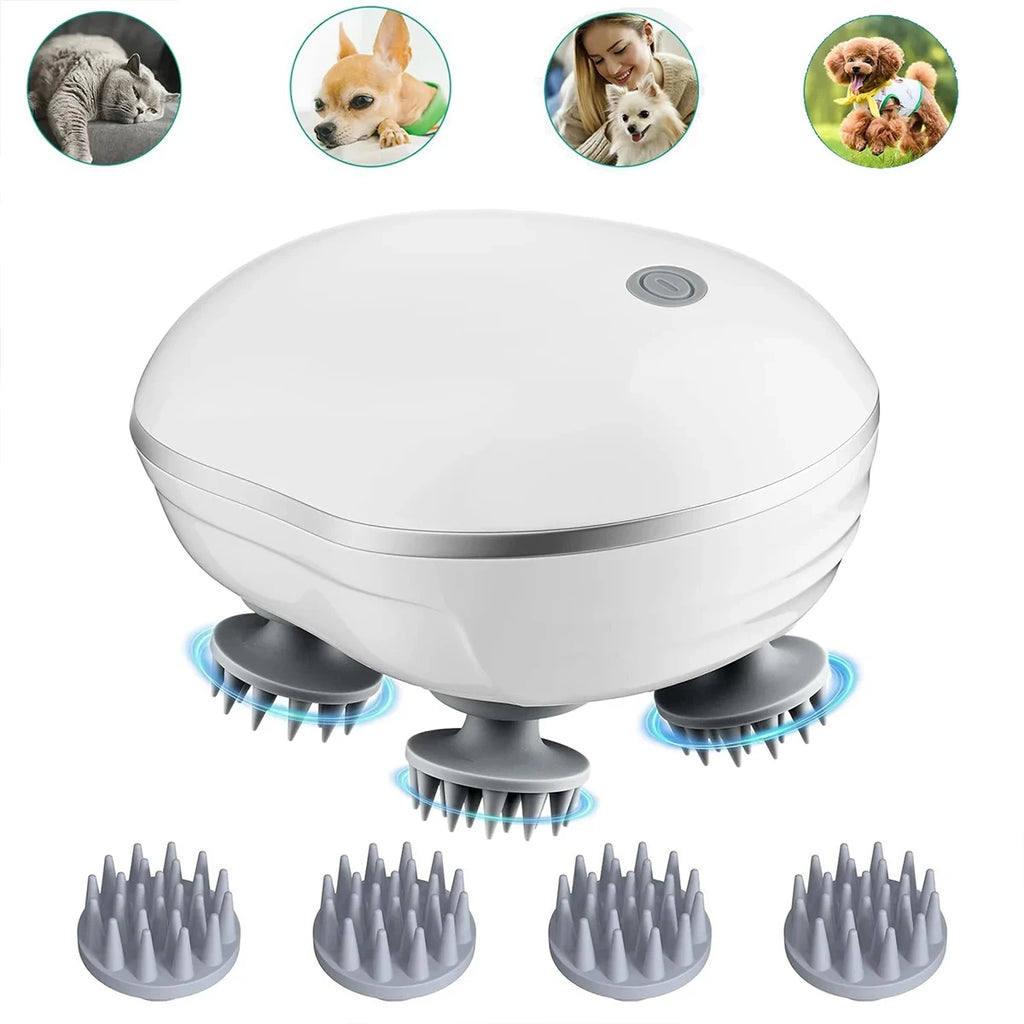 Adjustable speed scalp massager with red light therapy and soft silicone heads for deep relaxation 💆‍♀️✨