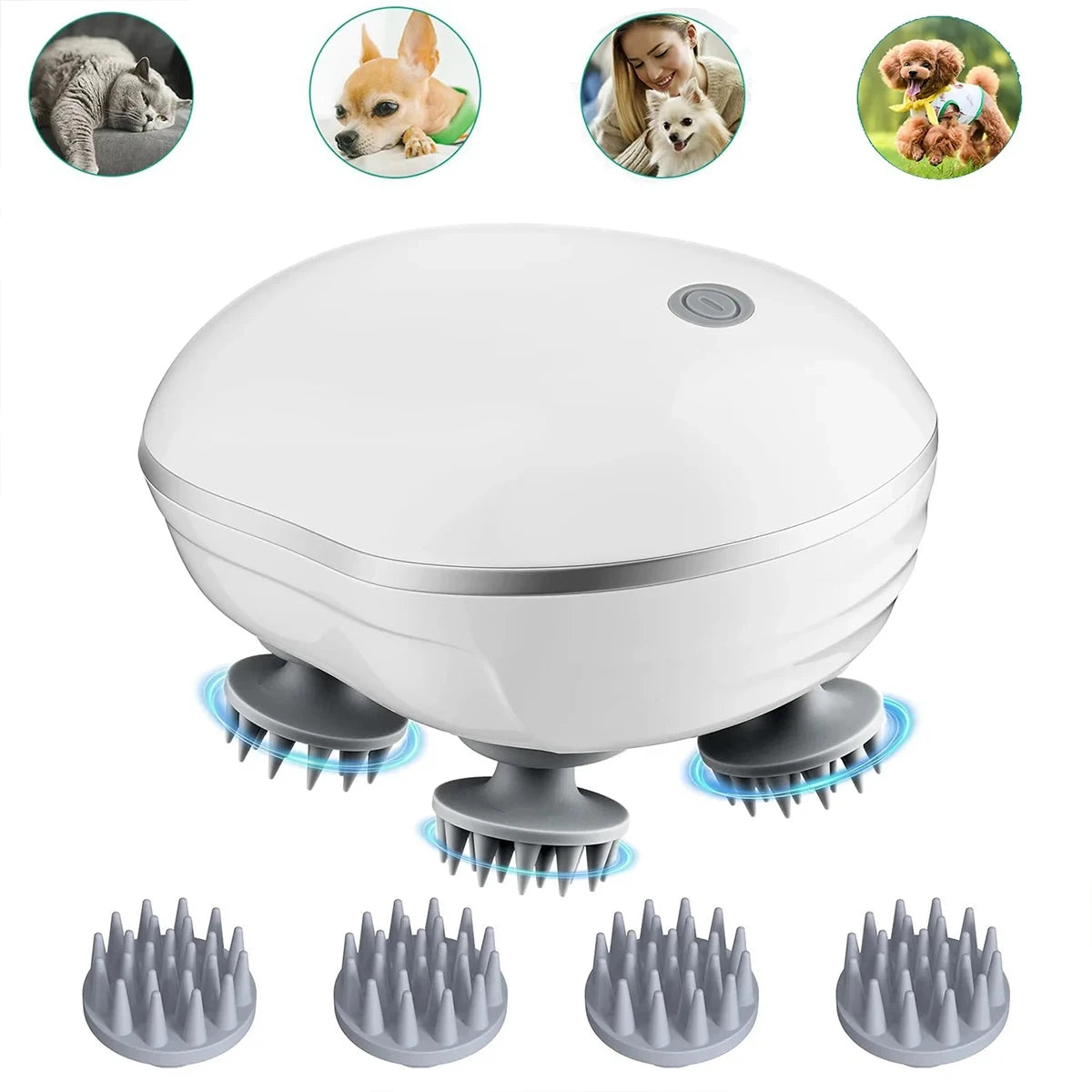 Adjustable speed scalp massager with red light therapy and soft silicone heads for deep relaxation 💆‍♀️✨