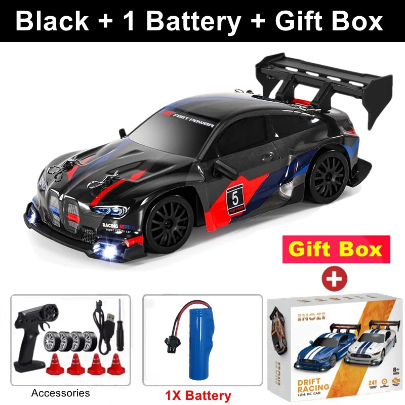 4WD RC Drift Car – High-Speed Remote Control Racing Vehicle with LED Lights and 2.4GHz Controller for Kids