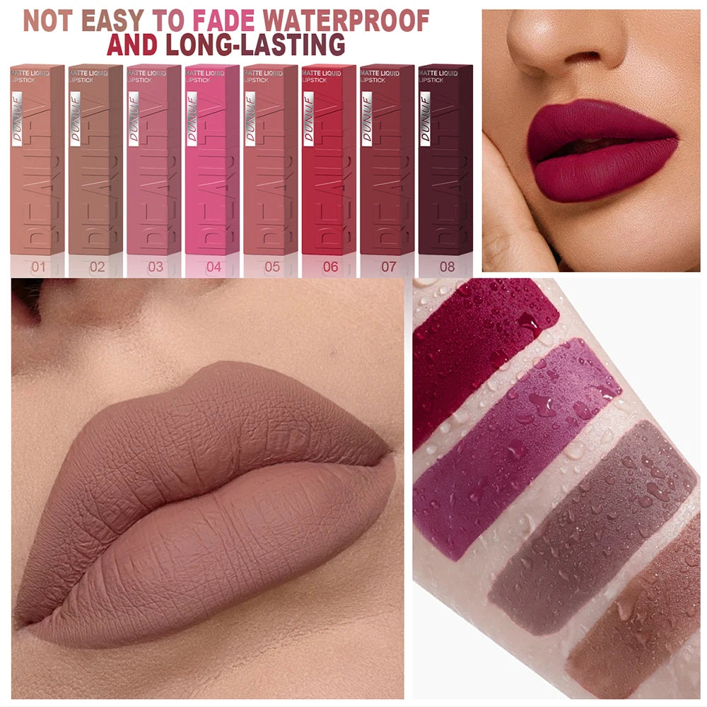 Matte velvet smooth easy-to-apply tube lip gloss waterproof.