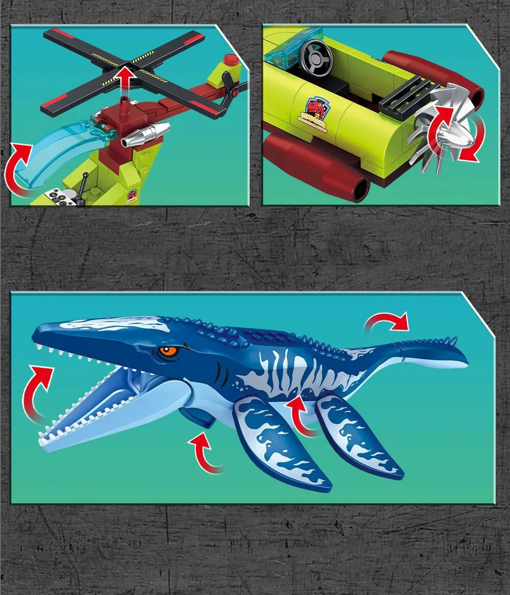 Sea Monster Attack Building Blocks – Adventure Boat and Dinosaur Construction Set Toy for Children