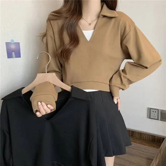 Sweatshirt For Women Cropped Matching Cheap Aesthetic Kpop Cotton