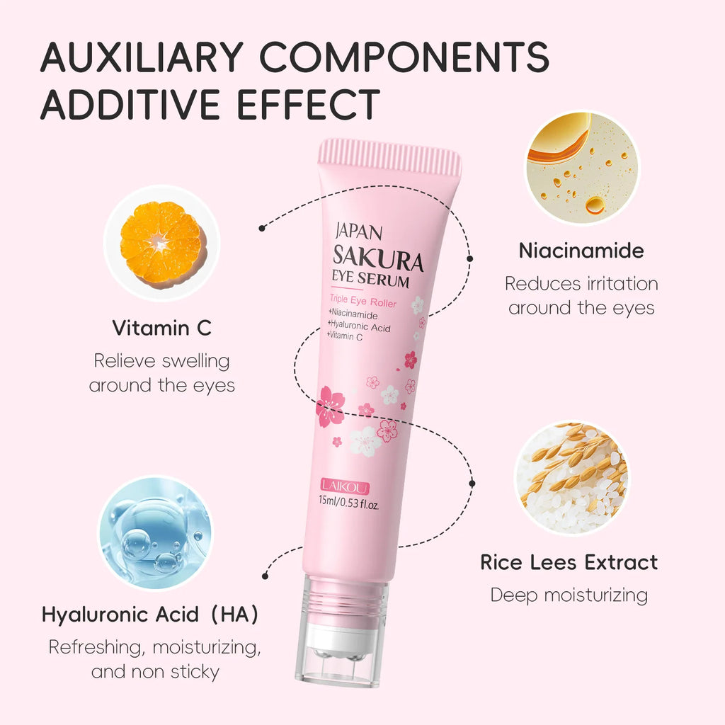 Sakura Eye Serum Roller Massage Hyaluronic Acid Skin Care