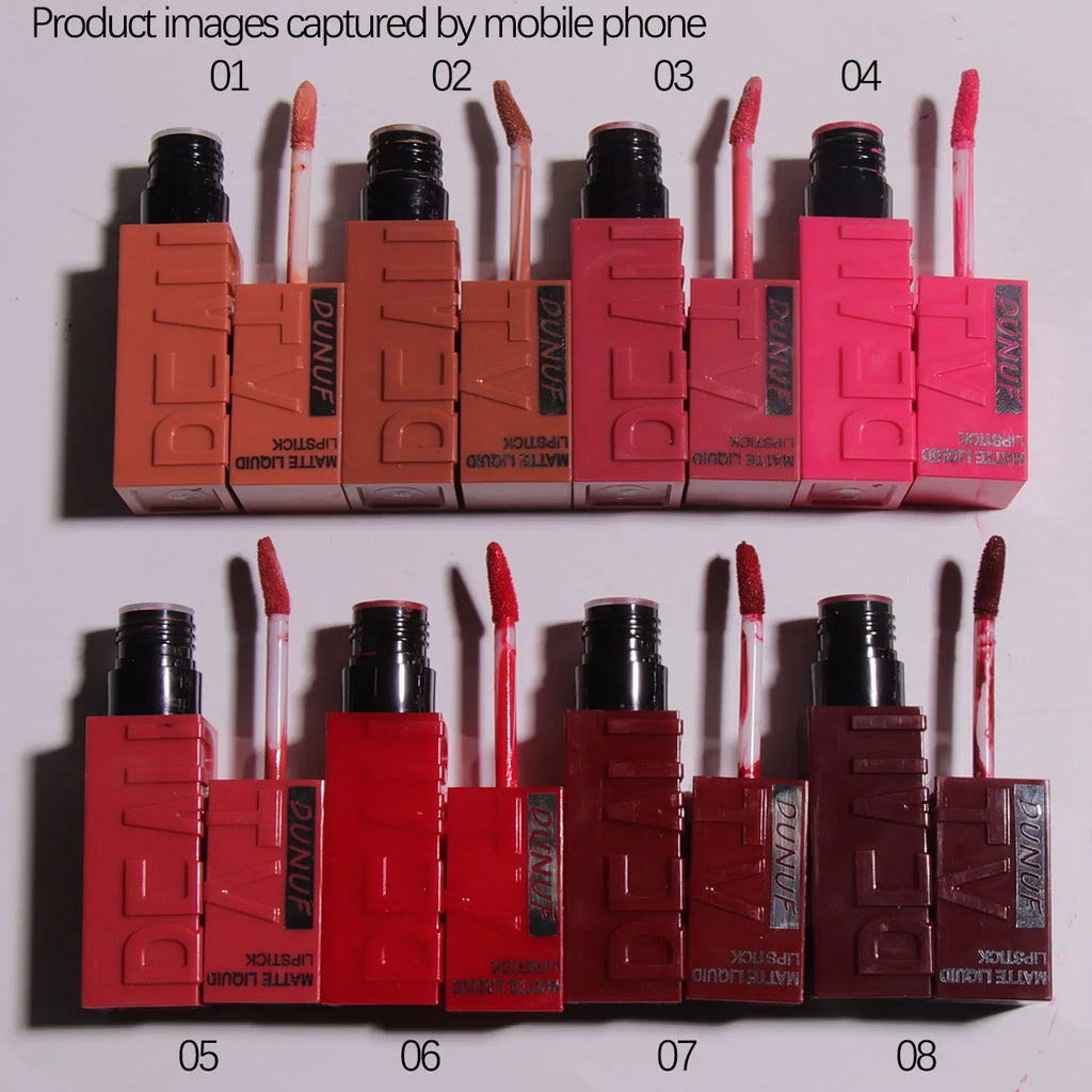 Matte velvet smooth easy-to-apply tube lip gloss waterproof.