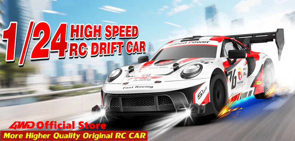 4WD RC Drift Car – High-Speed Remote Control Racing Vehicle with LED Lights and 2.4GHz Controller for Kids