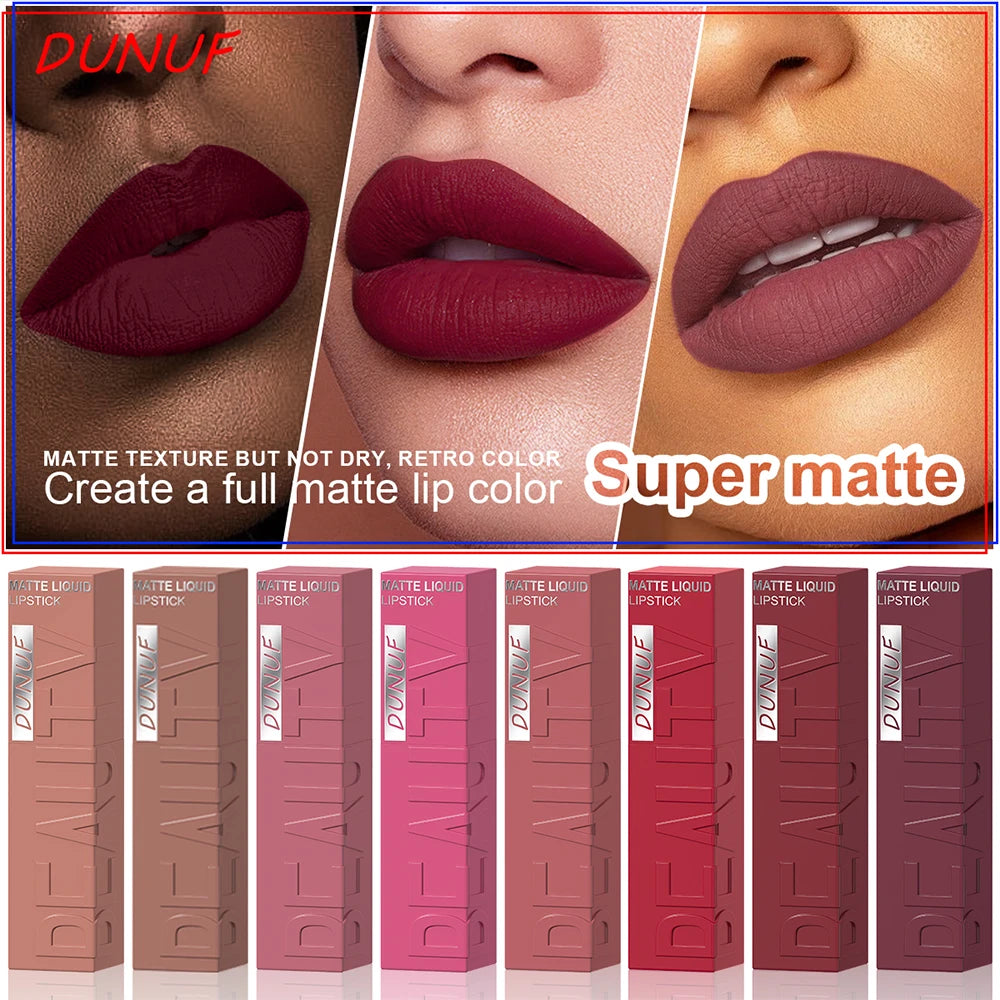 Matte velvet smooth easy-to-apply tube lip gloss waterproof.