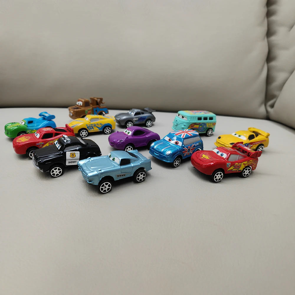 12-Piece Pixar Cars Toy Set – Lightning McQueen, Jackson Storm & Mater Pull-Back Cars for Kids’ Birthday