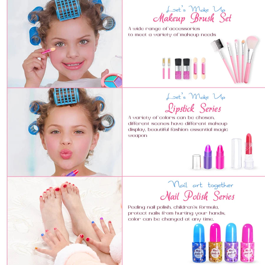 Washable Kids Makeup Kit for Girls – Real Pretend Play Beauty Set for Toddlers & Children