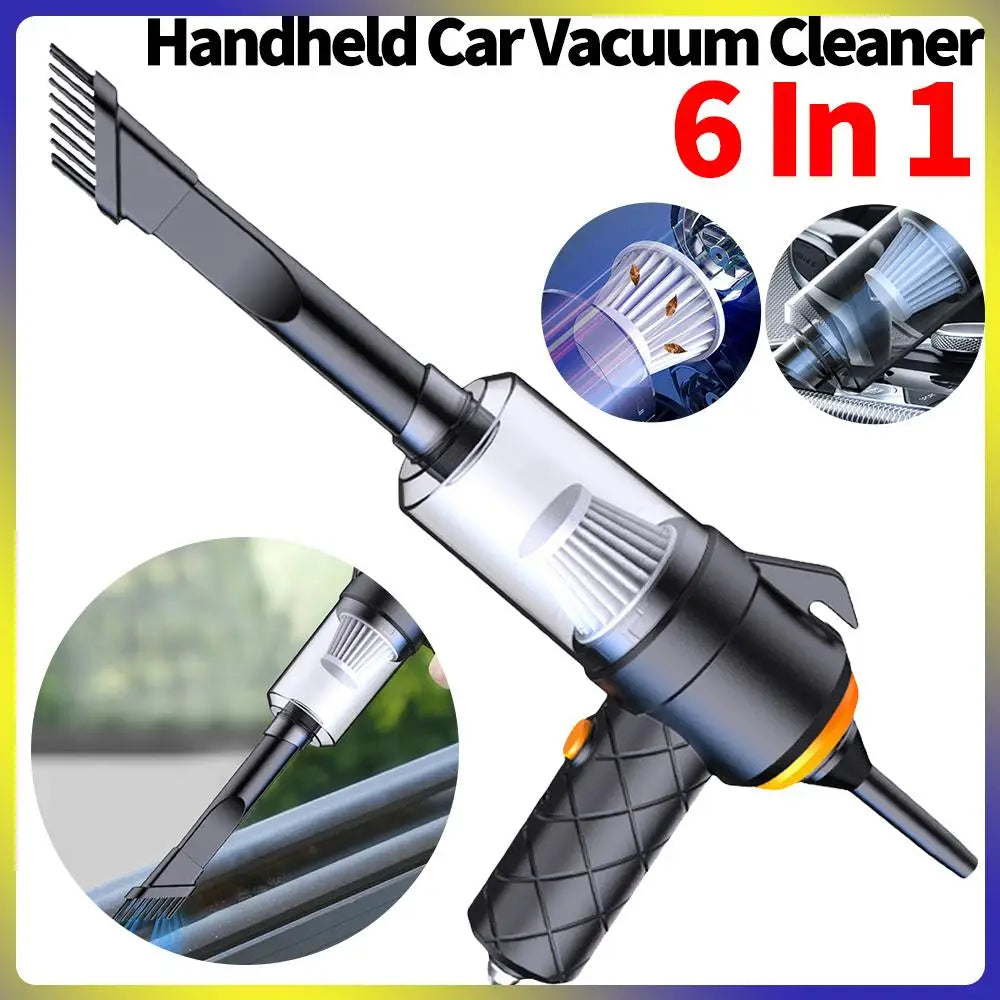 6-in-1 Type-C Rechargeable Car Vacuum Cleaner – Powerful Electric Blower & Suction Cleaner for Car, Home, and Office Use