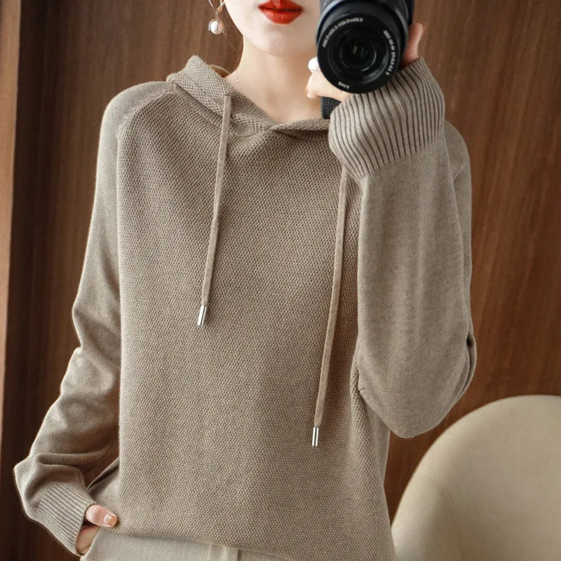 New Hooded Sweatshirt Bottoming with Knitted Sweater Casual Hooded Pullovers