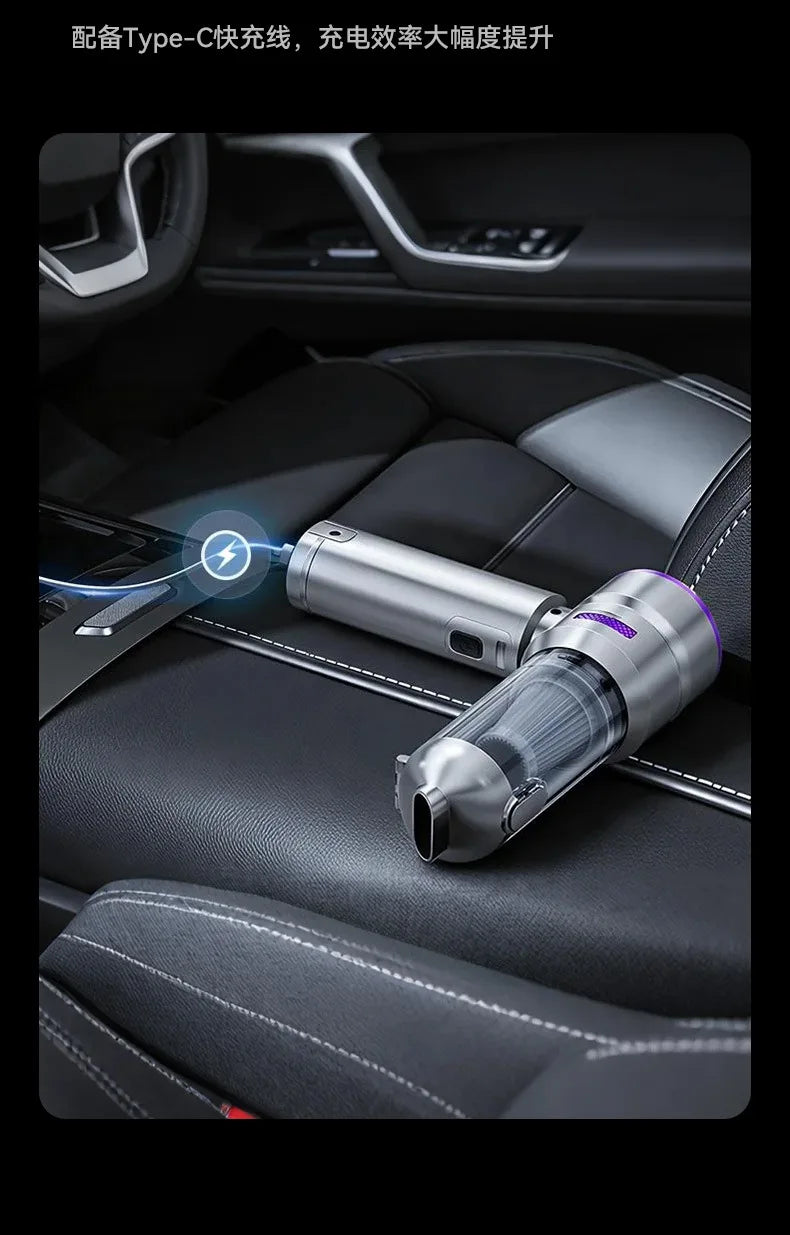 Portable 98,000PA Car Vacuum Cleaner with LED Light – Powerful Cordless Handheld Mini Vacuum & Blower for Car and Home