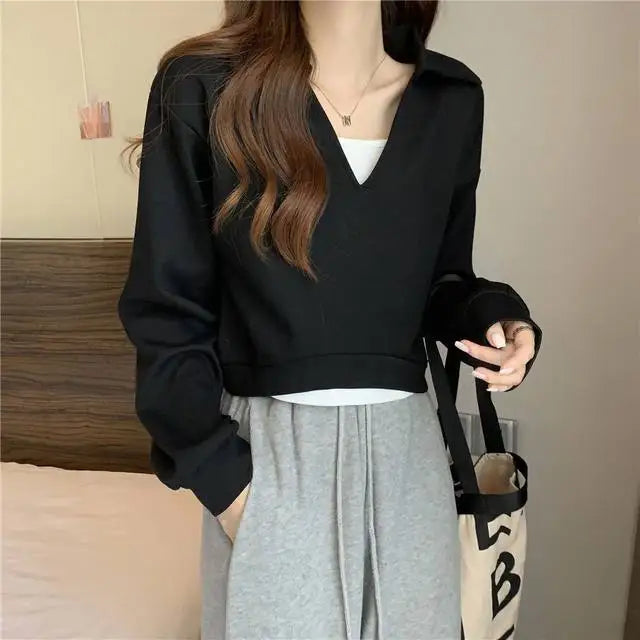 Sweatshirt For Women Cropped Matching Cheap Aesthetic Kpop Cotton