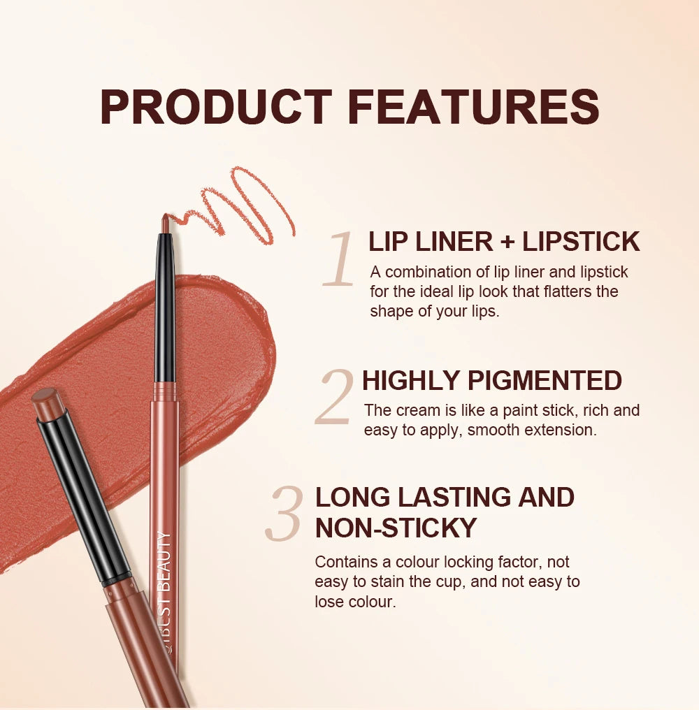 Lipstick Lipliner Pen Set Matte Velvet Lip Liner Pencil