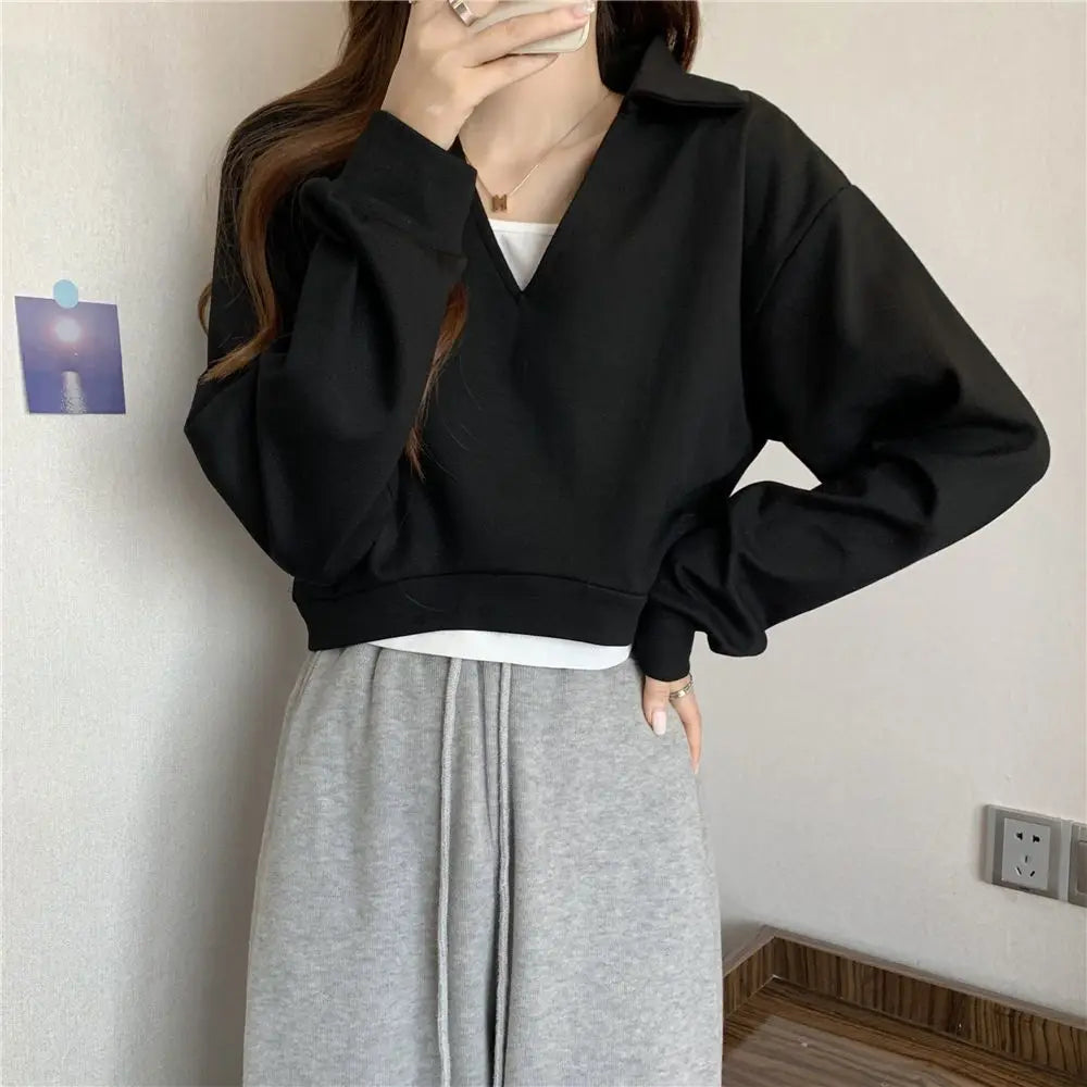 Sweatshirt For Women Cropped Matching Cheap Aesthetic Kpop Cotton