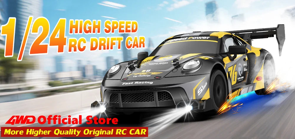4WD RC Drift Car – High-Speed Remote Control Racing Vehicle with LED Lights and 2.4GHz Controller for Kids