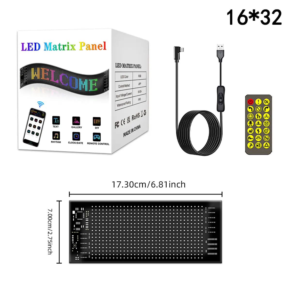 Smart RGB LED Matrix Car Display with APP Control – Custom Scrolling Text, Animated Pixel Board & Windshield Advertising Screen