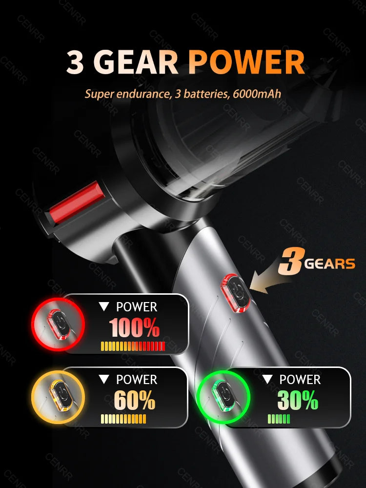 CENRR 998000PA Powerful Mini Cordless Car Vacuum Cleaner – Portable Handheld Vacuum & Blower for Car and Home Cleaning