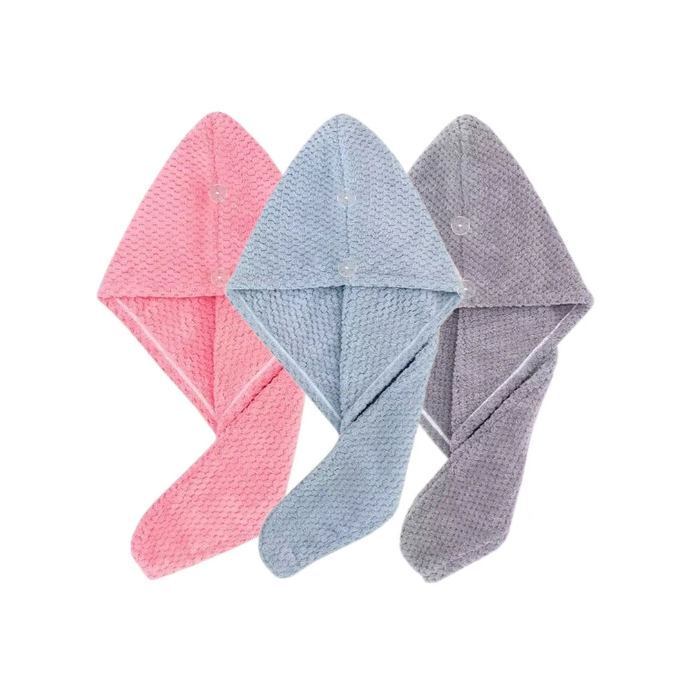 Solid color hair towel Textured dry hair cap 9.8 "X 25.5"