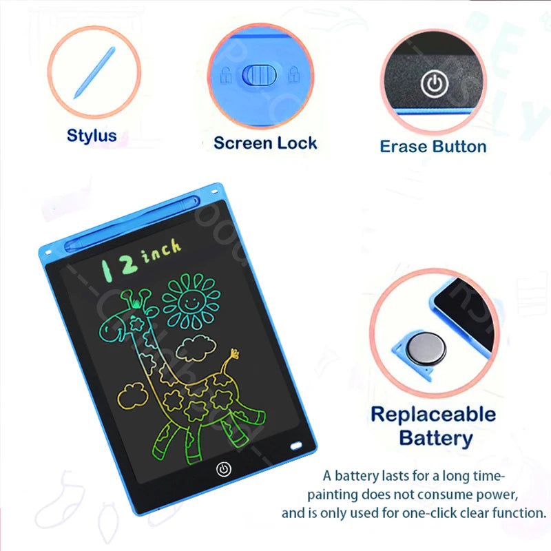 12-Inch Premium LCD Writing Tablet – Electronic Handwriting Board and Digital Drawing Pad for Kids’ Creative Learning and Fun