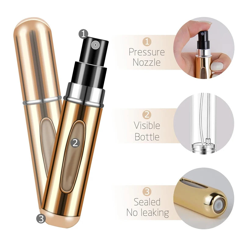 Perfume Atomizer Portable Liquid Container for Cosmetics Traveling Mini  Aluminium Spray Empty Refillable Bottle